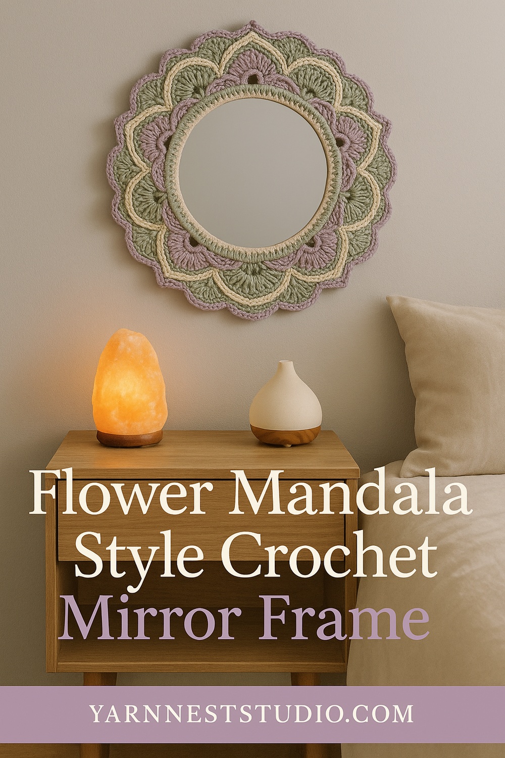 Flower Mandala Crochet Mirror Frame