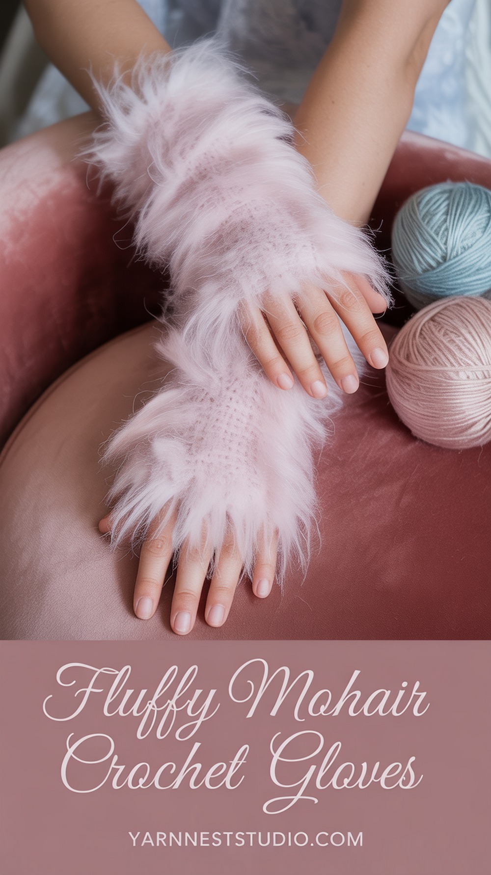 Fluffy Mohair Crochet Gloves