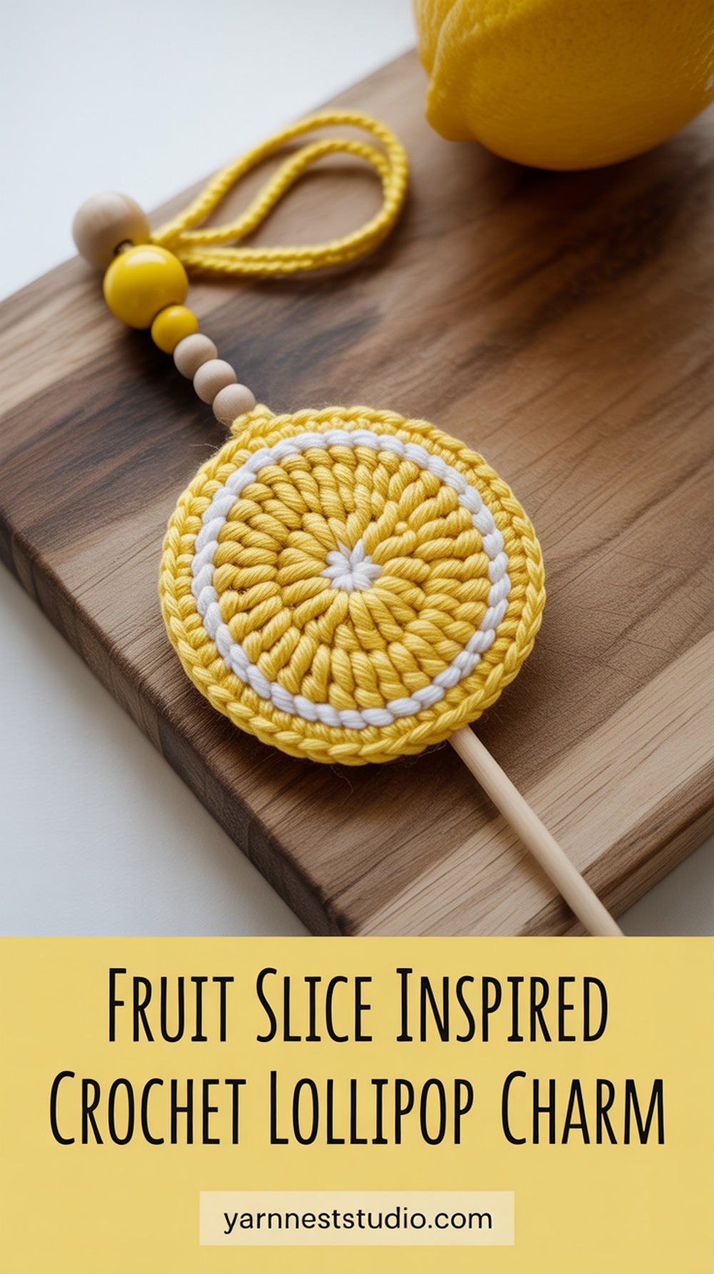 Fruit Slice Inspired Crochet Lollipop Charm