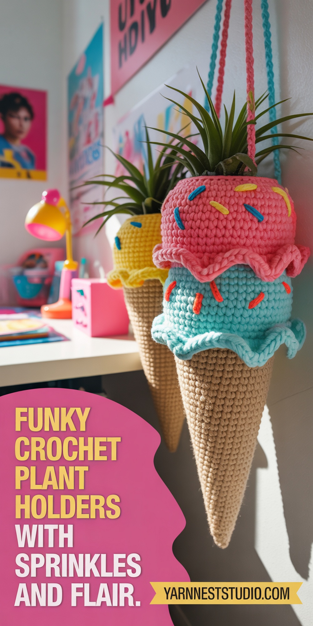 Funky Crochet Plant Holders with Sprinkles and Flair