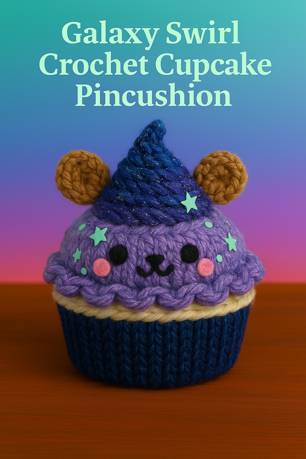 Galaxy Swirl Crochet Cupcake Pincushion
