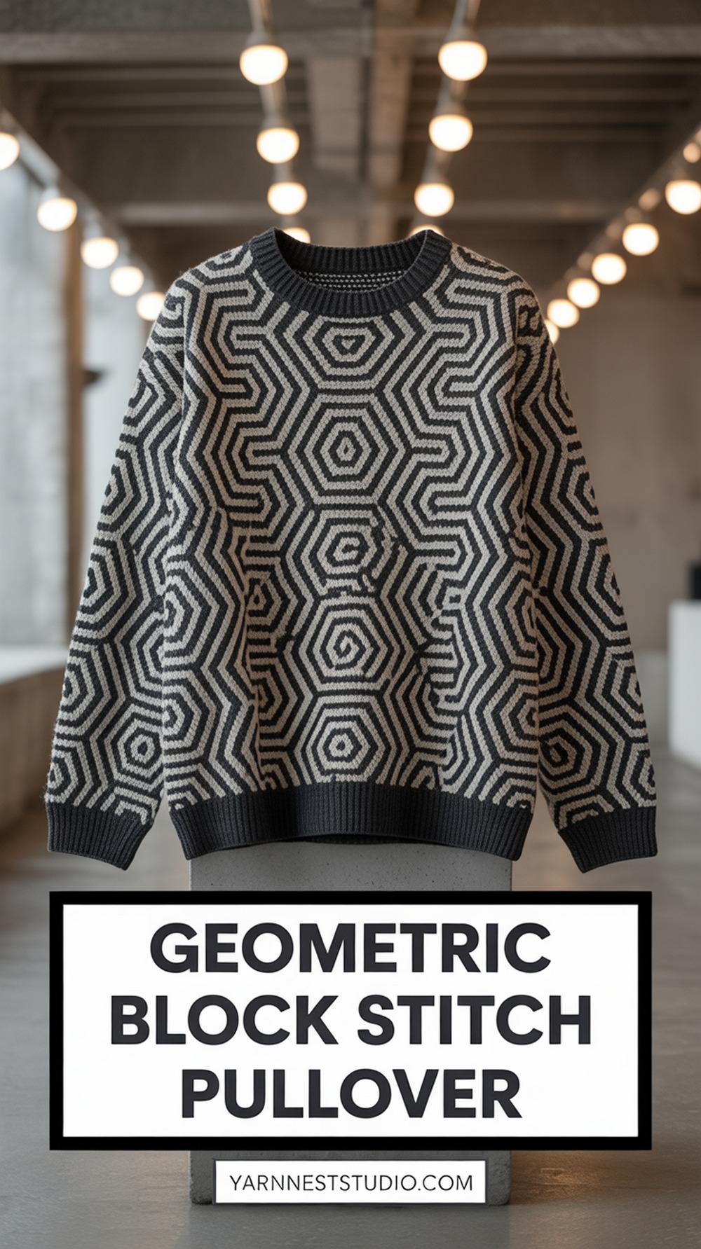 Geometric Block Stitch Pullover