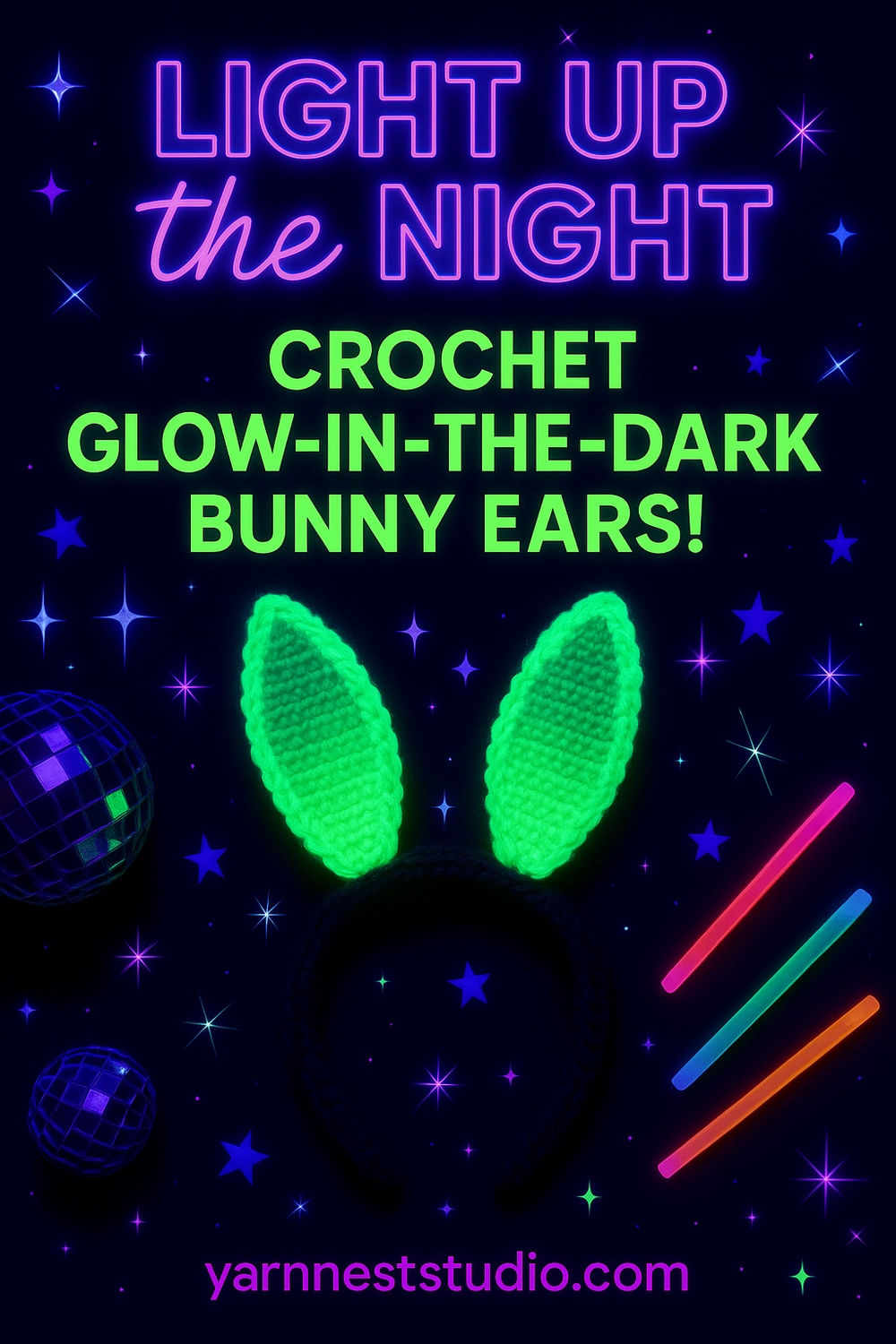 Glow in the Dark Bunny Ear Headband for Night Events