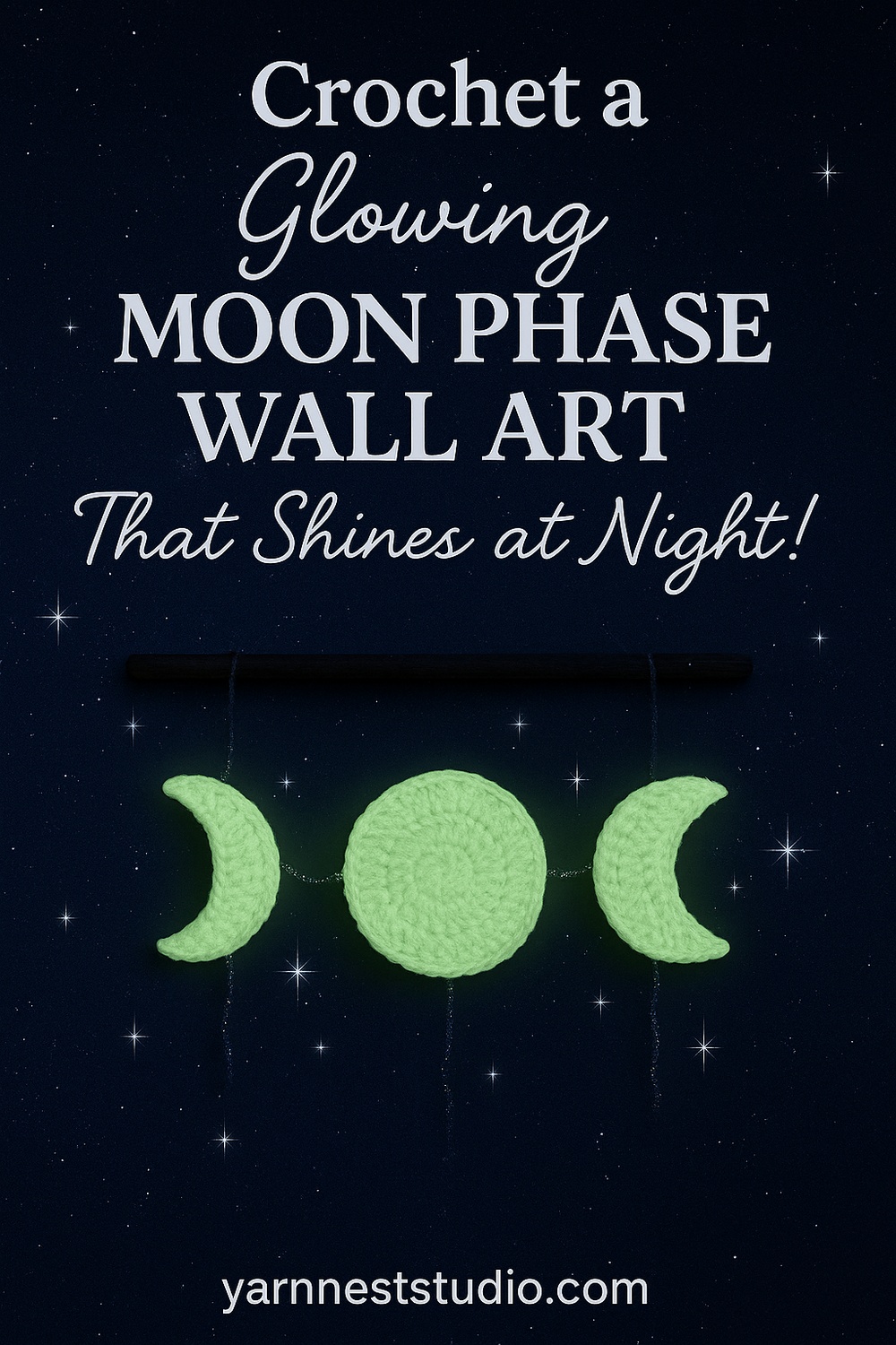 Glow in the Dark Lunar Phases with Metallic Thread Accents
