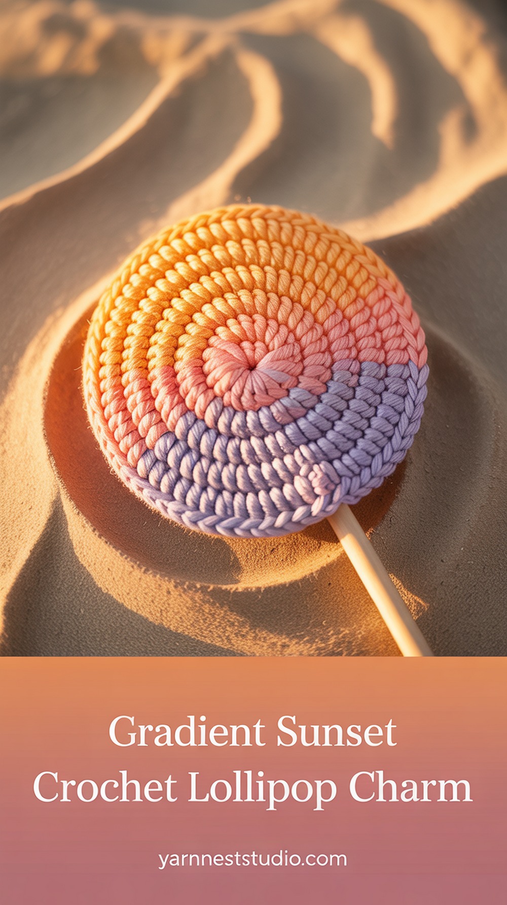 Gradient Sunset Crochet Lollipop Charm