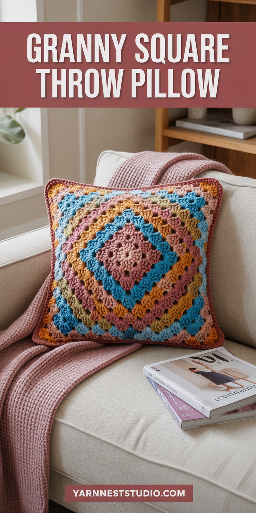 Granny Square Throw Pillow