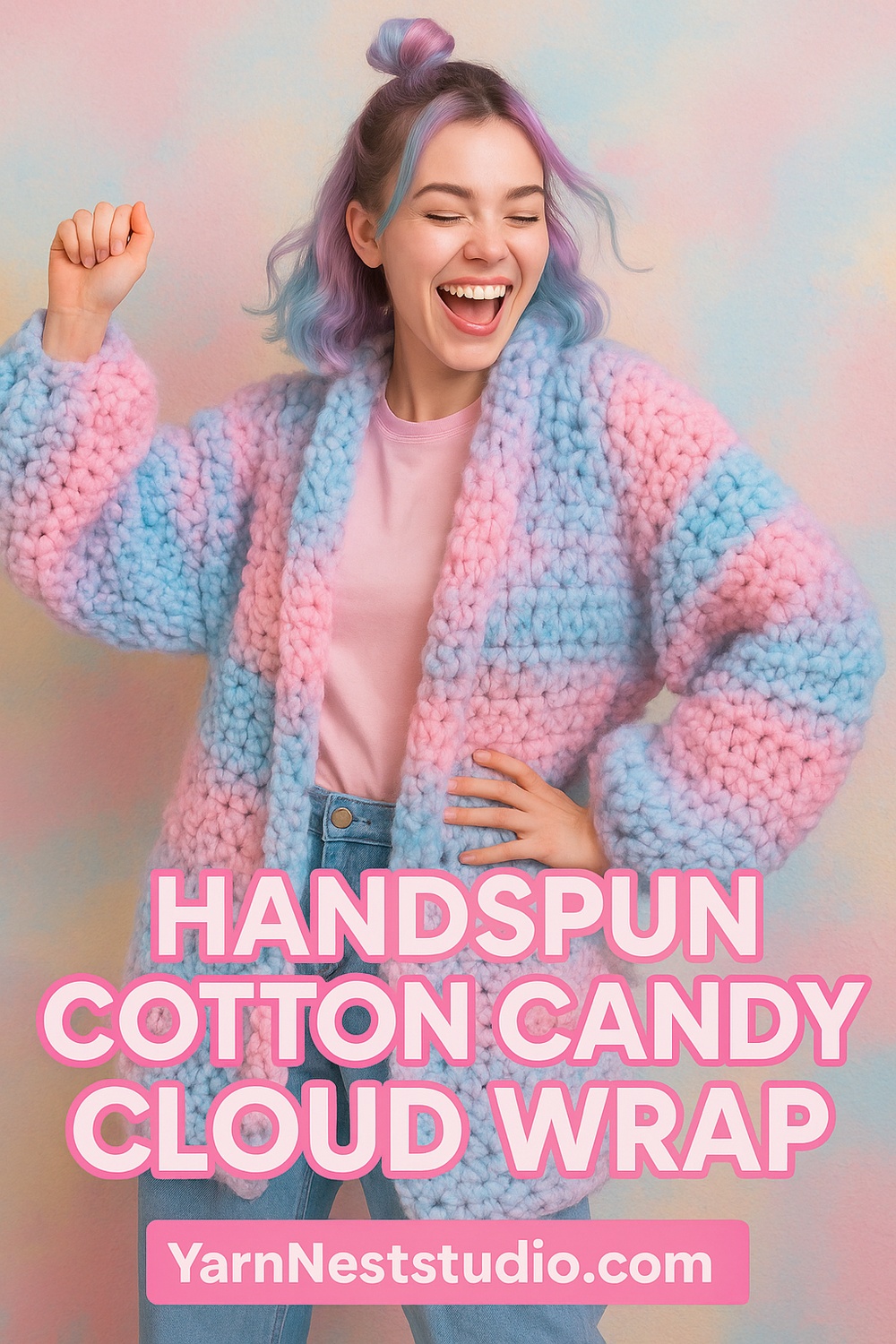 Handspun Cotton Candy Cloud Wrap