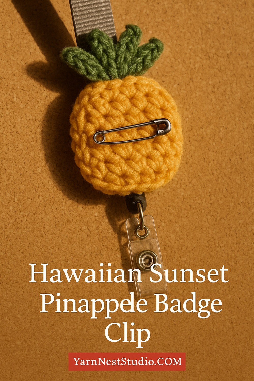 Hawaiian Sunset Pineapple Badge Clip