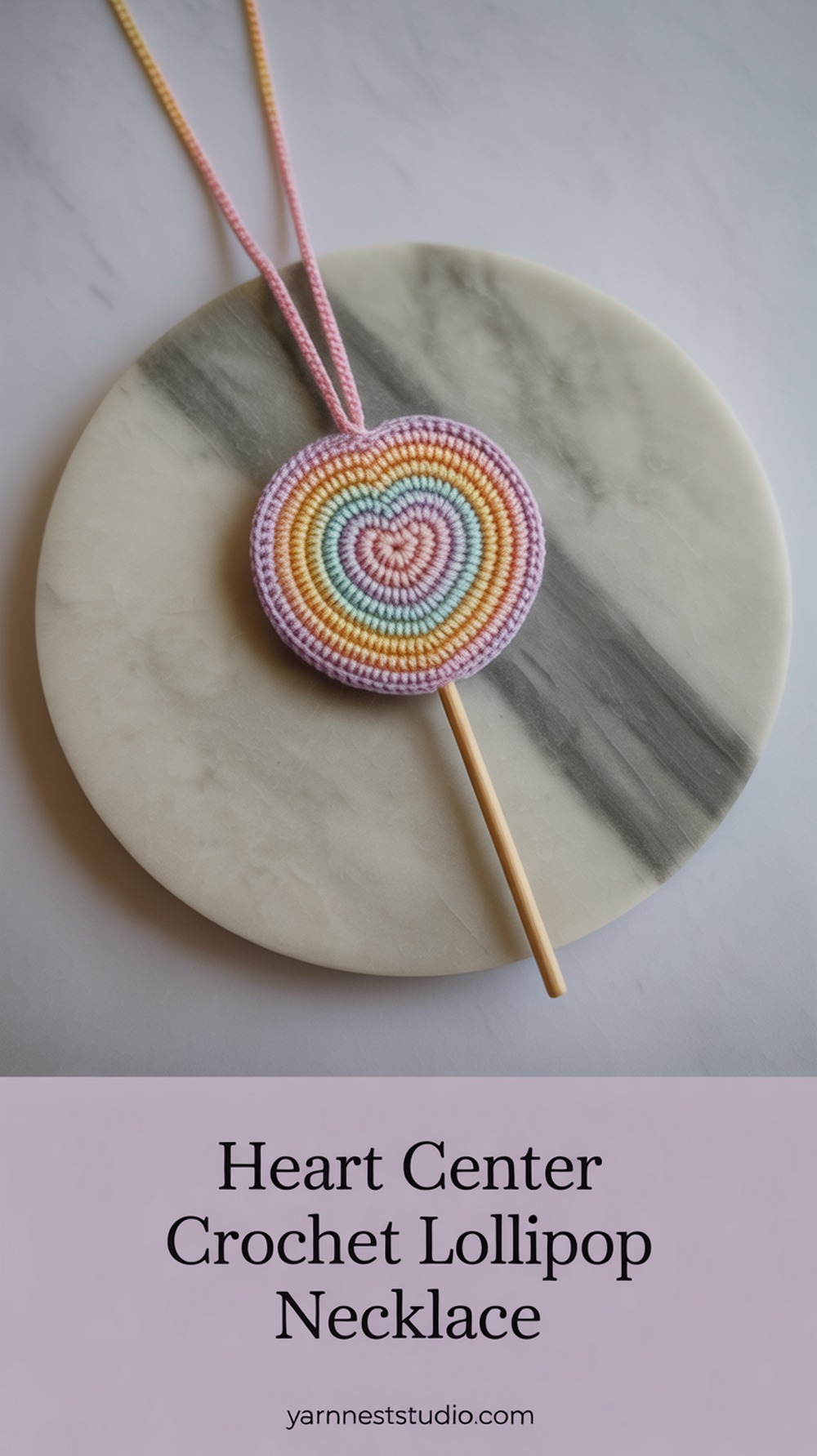 Heart Center Crochet Lollipop Necklace
