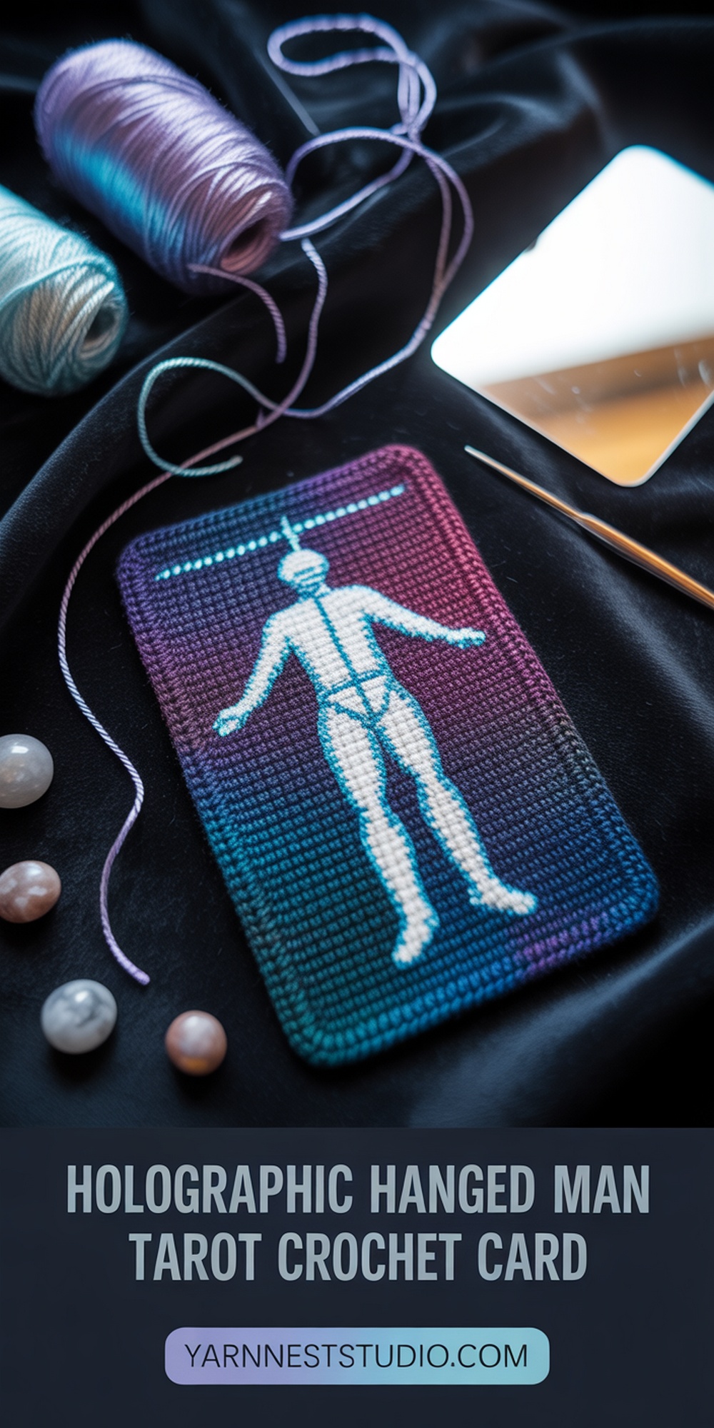 Holographic Hanged Man with Metallic Thread