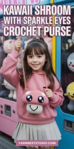Kawaii Shroom with Sparkle Eyes Crochet Purse