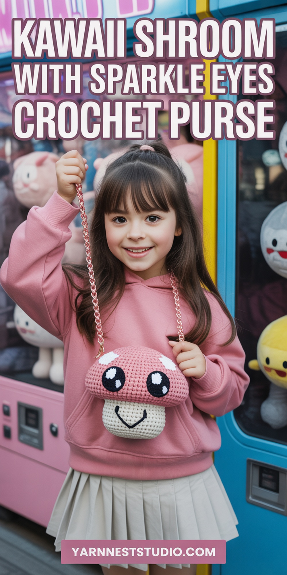 Kawaii Shroom with Sparkle Eyes Crochet Purse