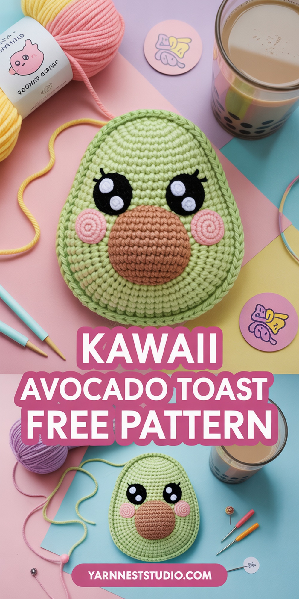 Kawaii Style Avocado Toast with Sparkly Eyes