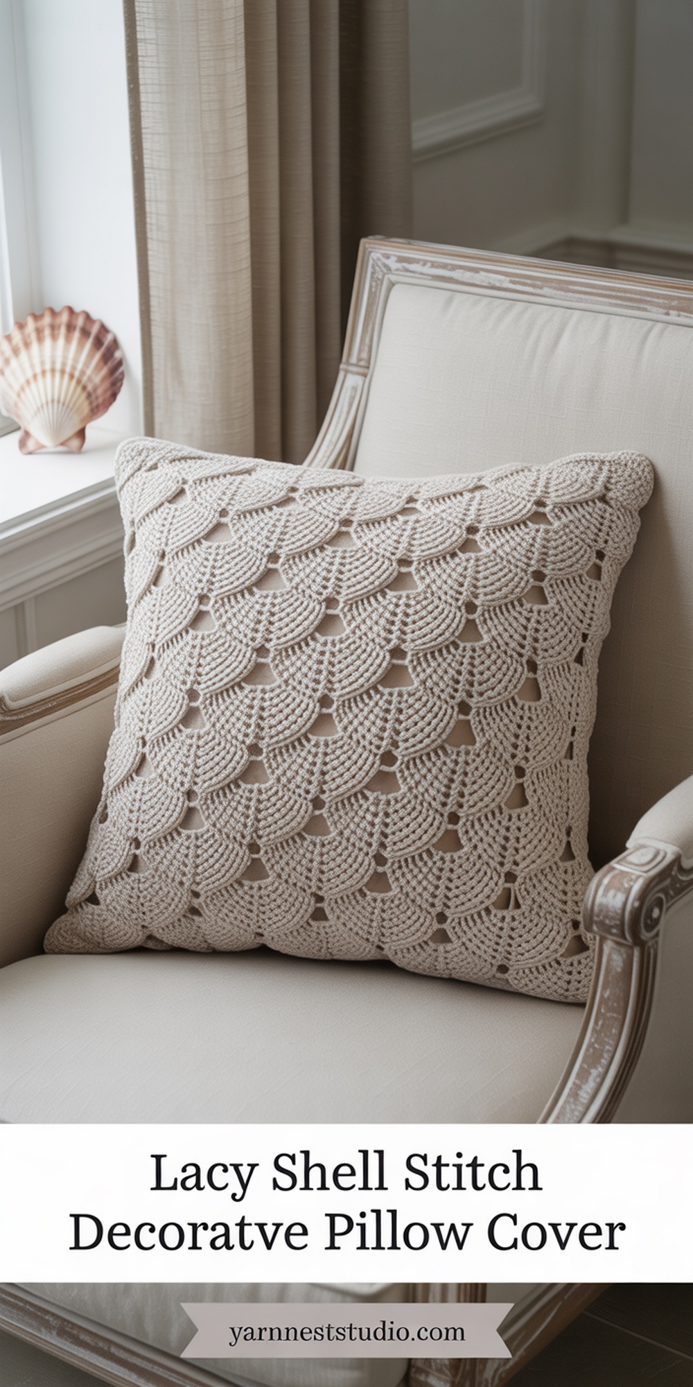 Lacy Shell Stitch Decorative Pillow Cover