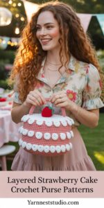 Layered Strawberry Cake Purse with Ruffle Frosting