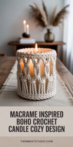 Macrame Inspired Boho Crochet Candle Cozy Design