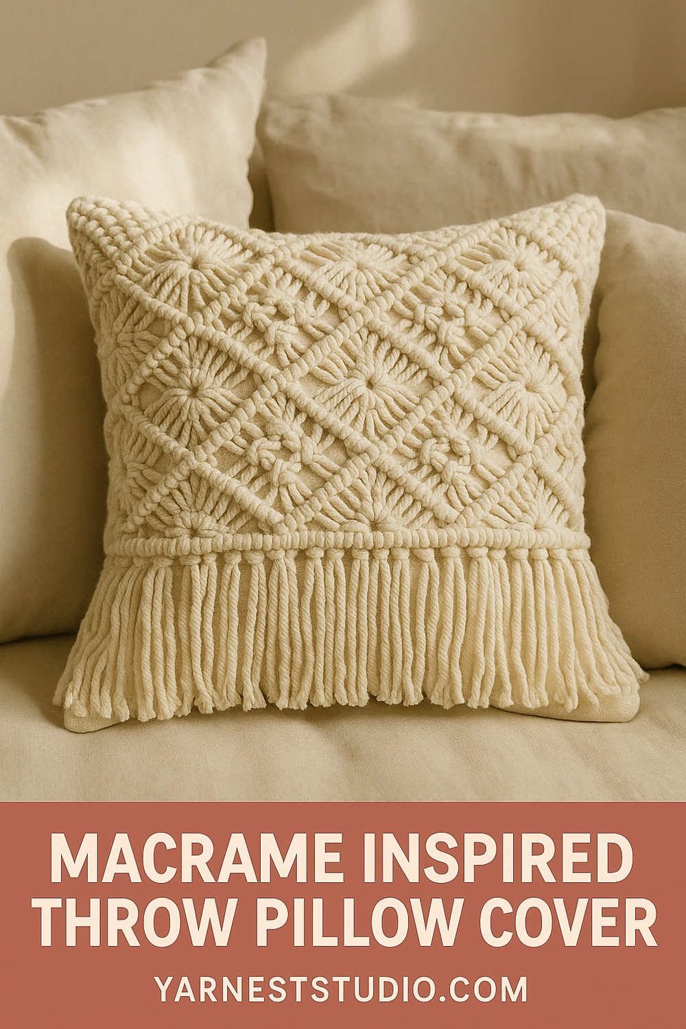Macrame Inspired Throw Pillow Cover