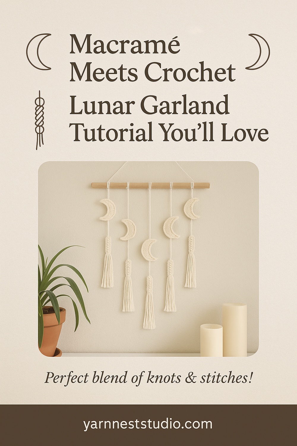 Macramé Mixed Crochet Moon Garland