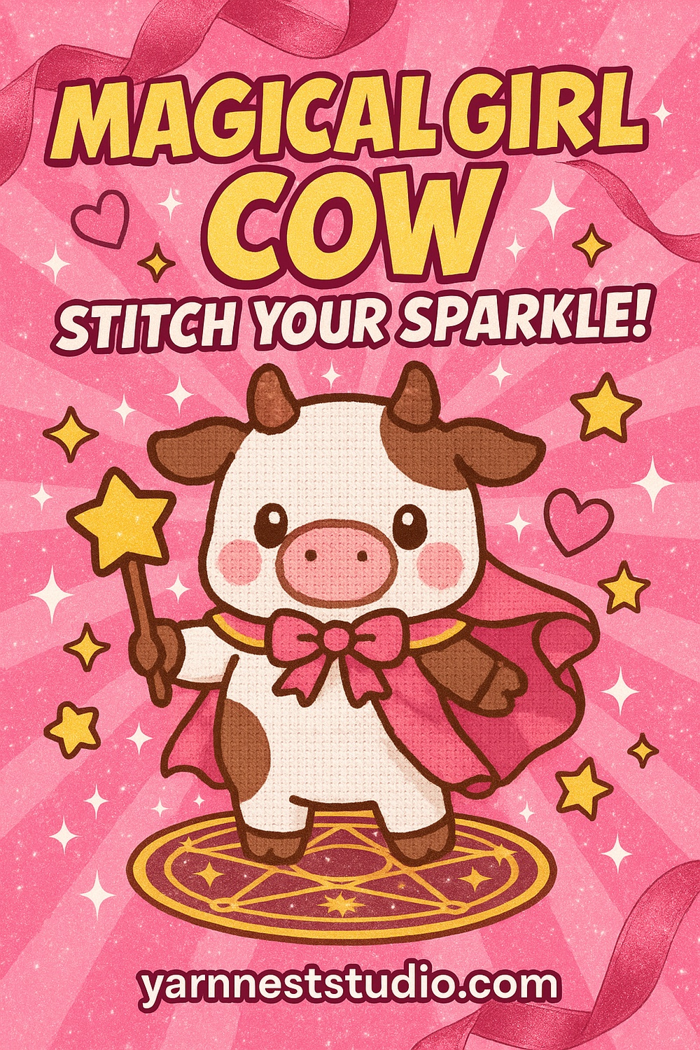 Magical Girl Strawberry Cow with Wand and Cape