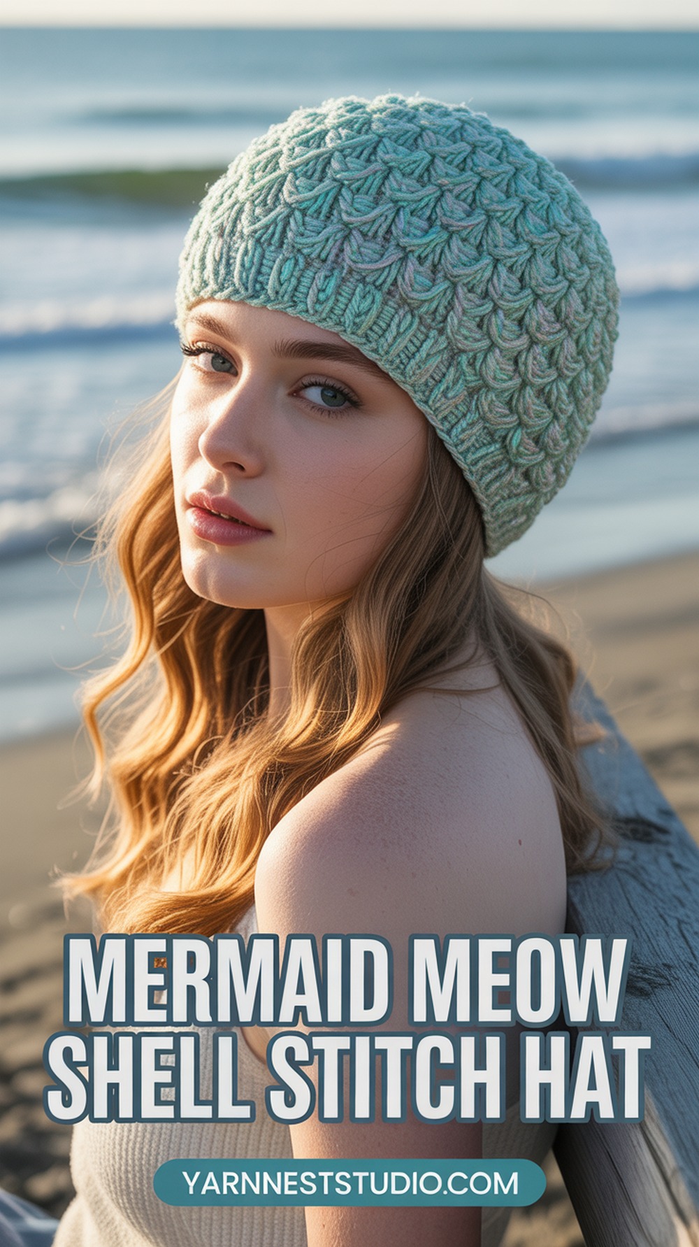 Mermaid Meow Shell Stitch Hat