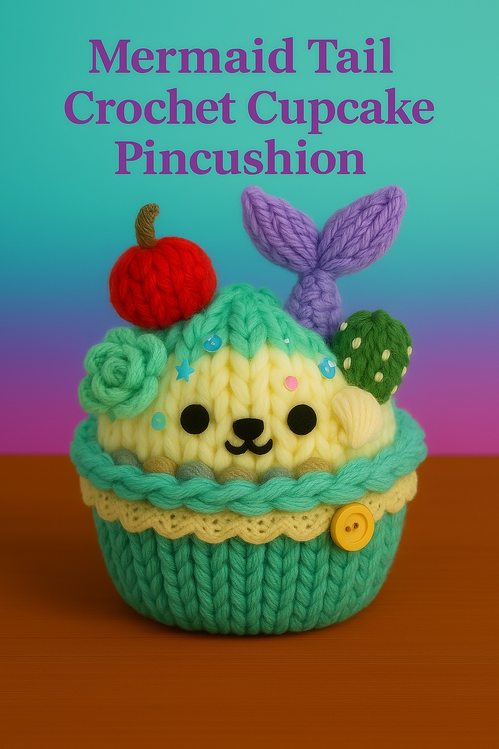 Mermaid Tail Crochet Cupcake Pincushion
