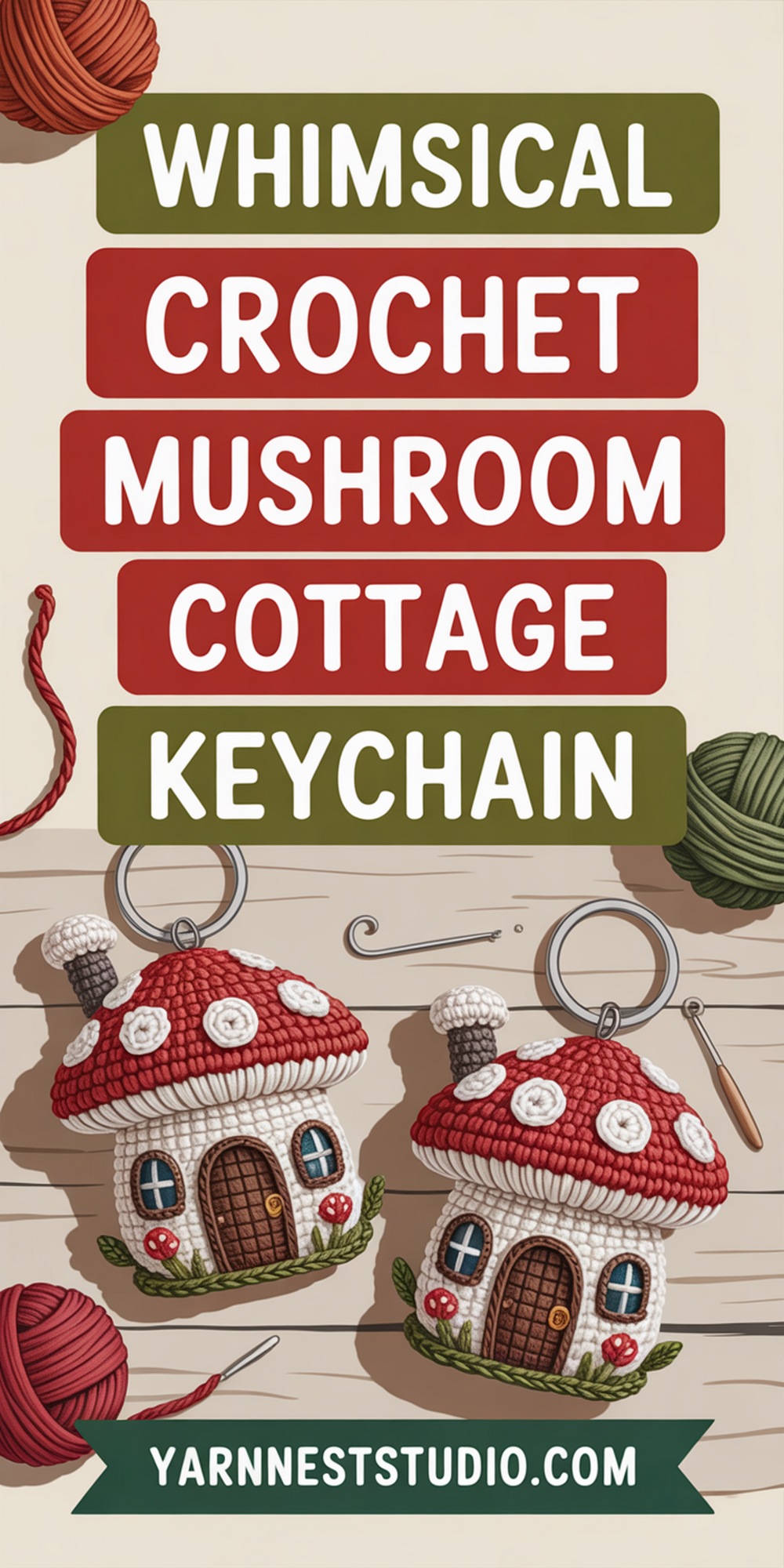 Mini Mushroom Cottage Keychain