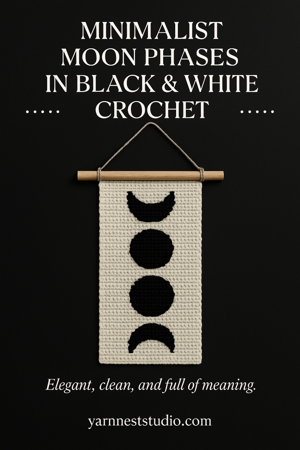Minimalist Black and White Moon Cycle with Beaded Detailing