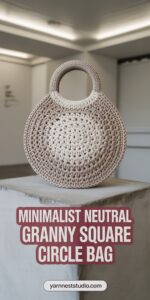 Minimalist Neutral Granny Square Circle Bag