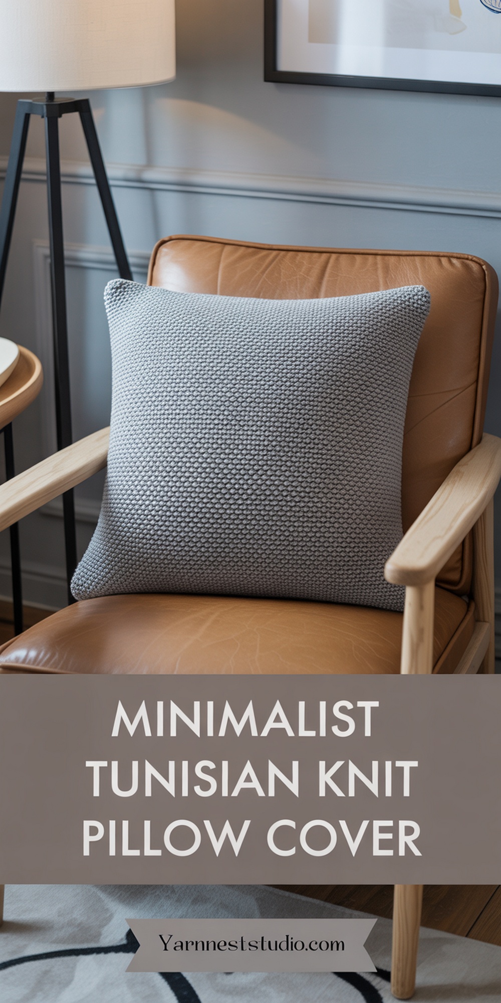 Minimalist Tunisian Knit Pillow Cover