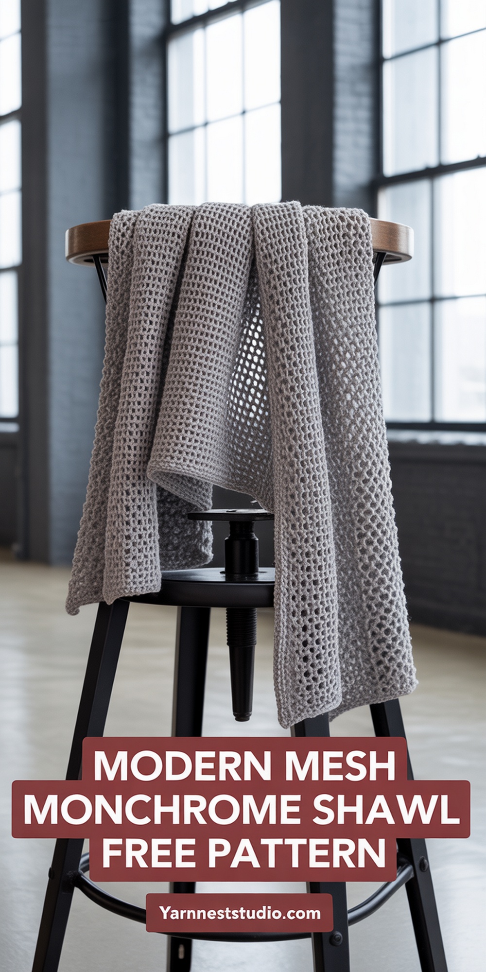 Modern Mesh Monochrome Prayer Shawl Free Pattern