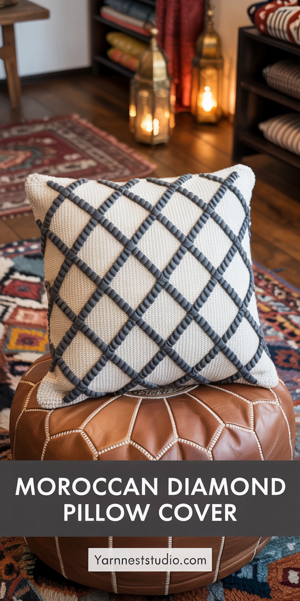 Moroccan Diamond Trellis Pillow Cover