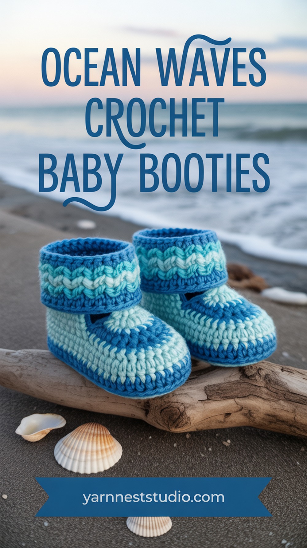 Ocean Waves Crochet Baby Booties