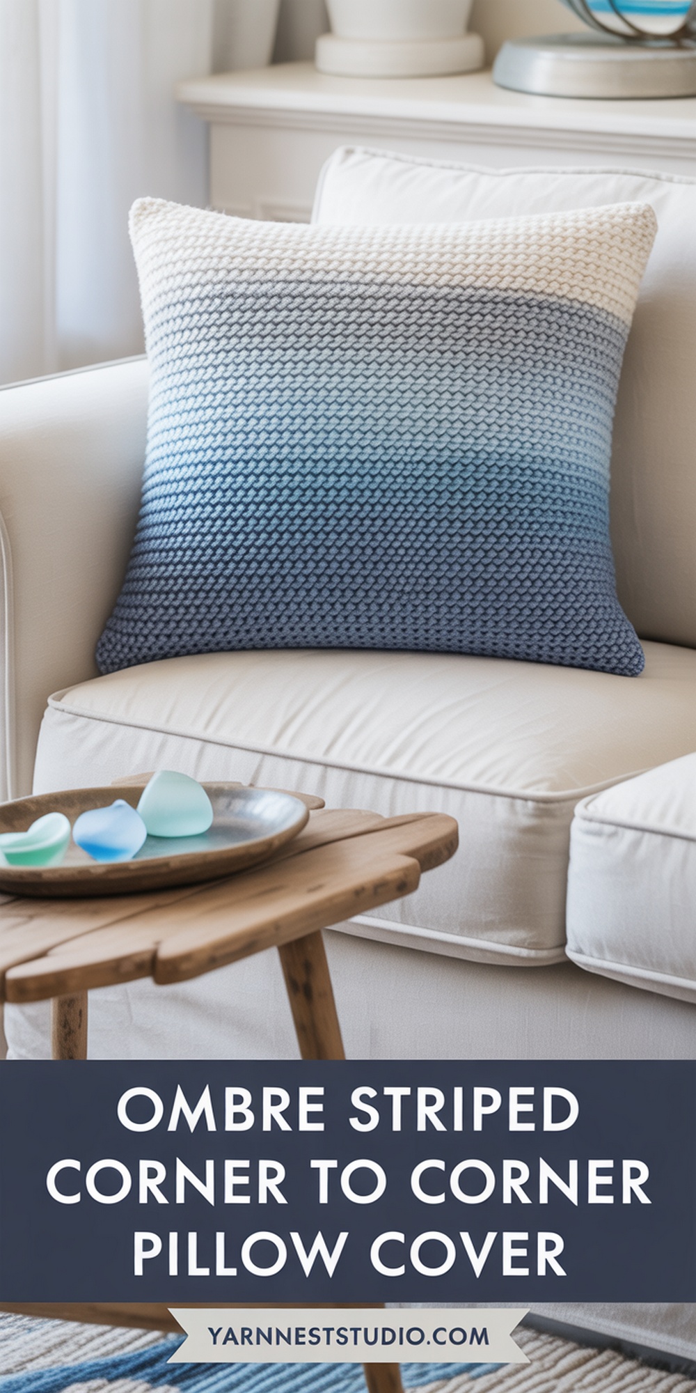 Ombre Striped Corner to Corner Pillow Cover