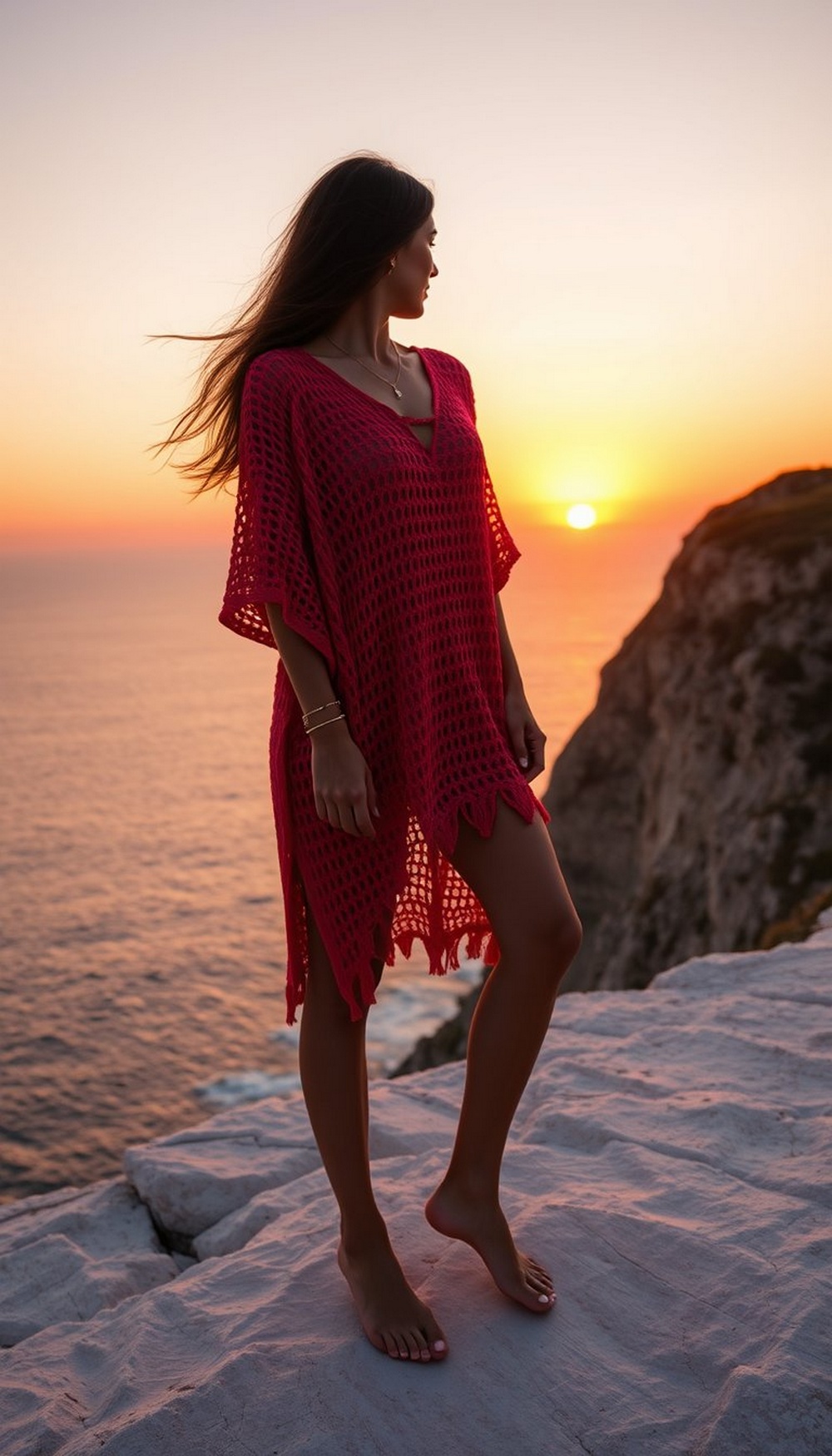 Ombre Sunset Crochet Mesh Tunic