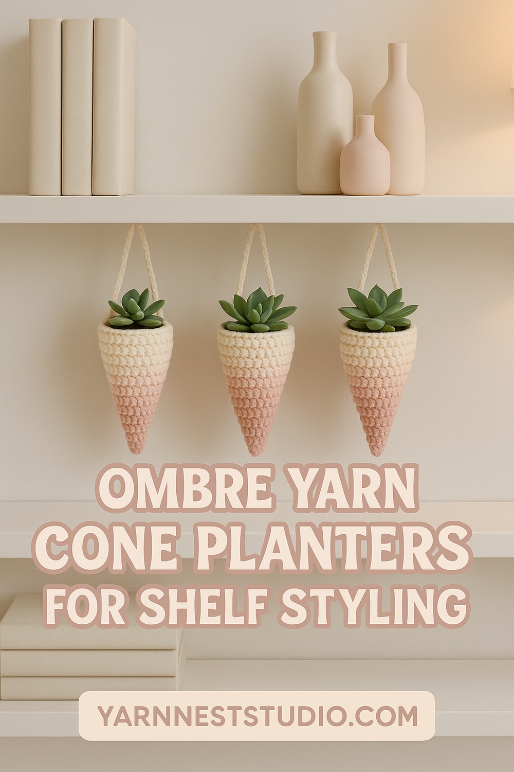 Ombre Yarn Cone Planters for Shelf Styling