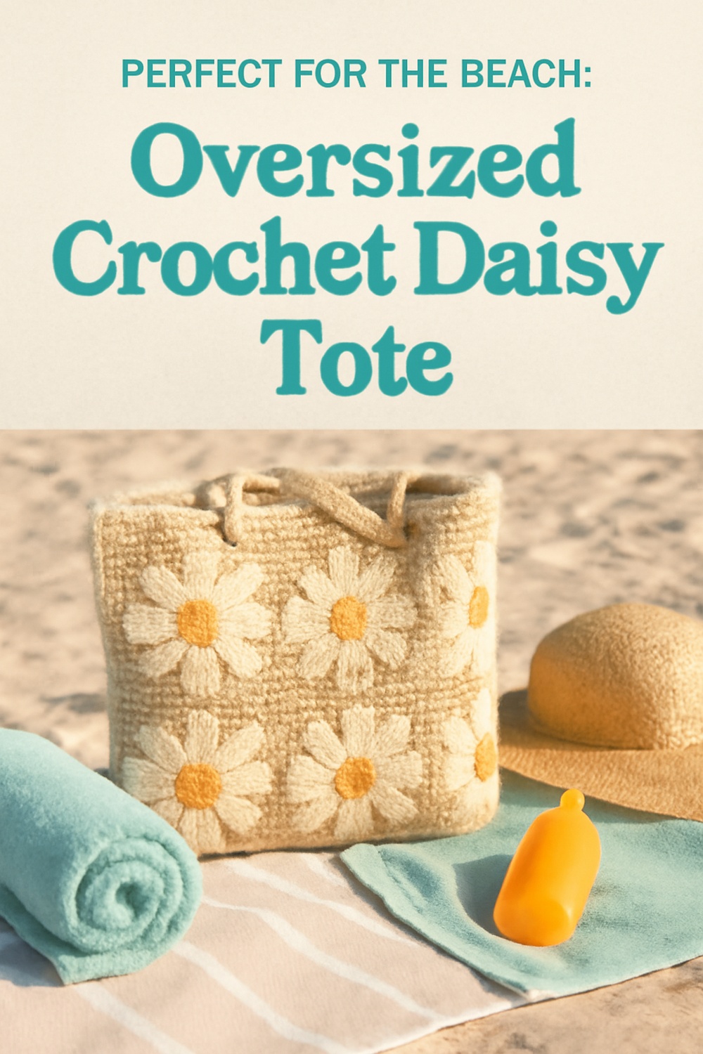 Oversized Crochet Daisy Tote for a Beach Day
