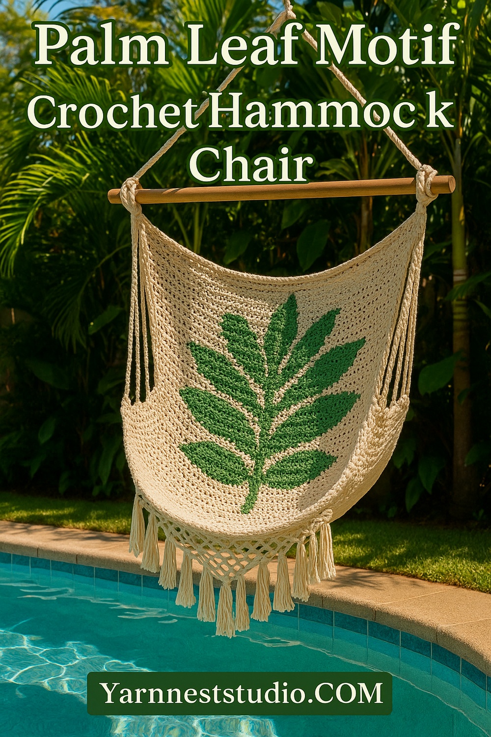 Palm Leaf Motif Crochet Hammock Chair