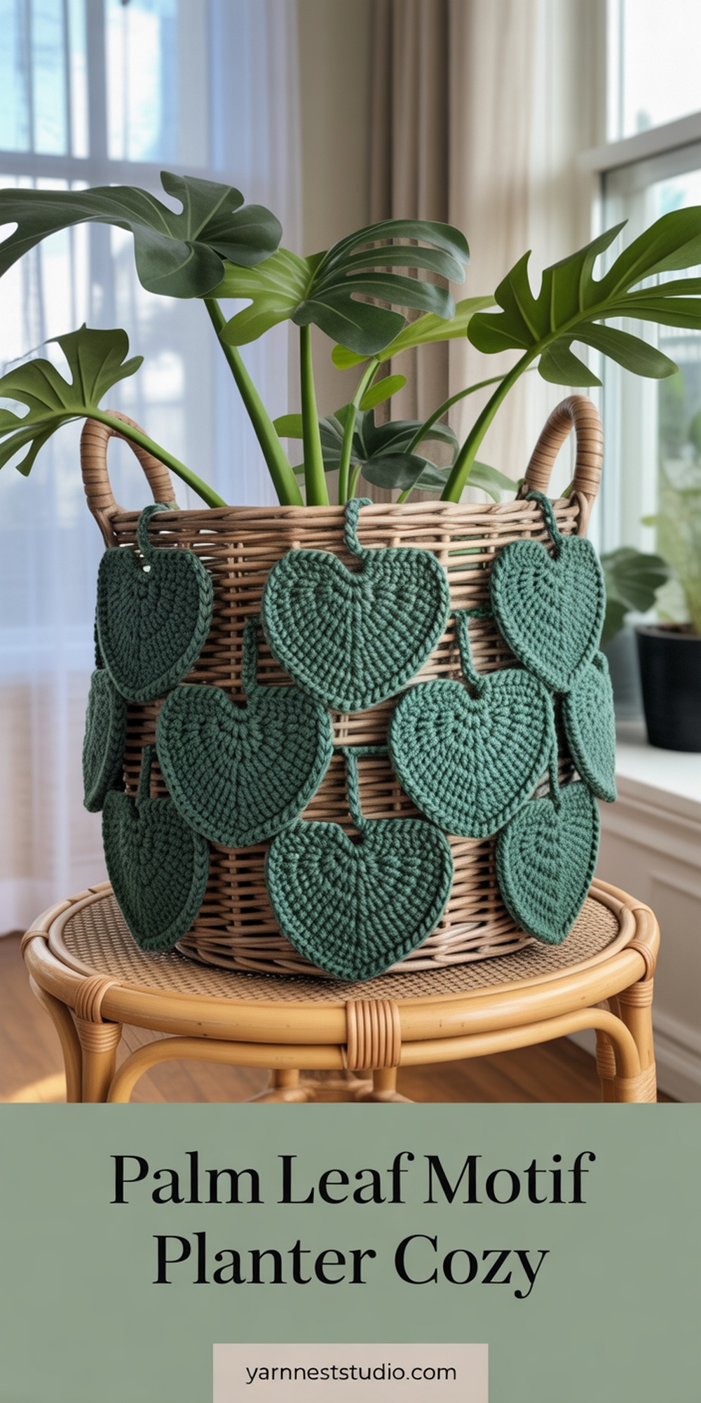 Palm Leaf Motif Planter Cozy