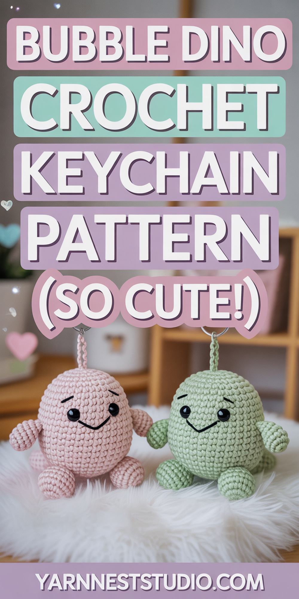 Pastel Bubble Dinosaur Keychain