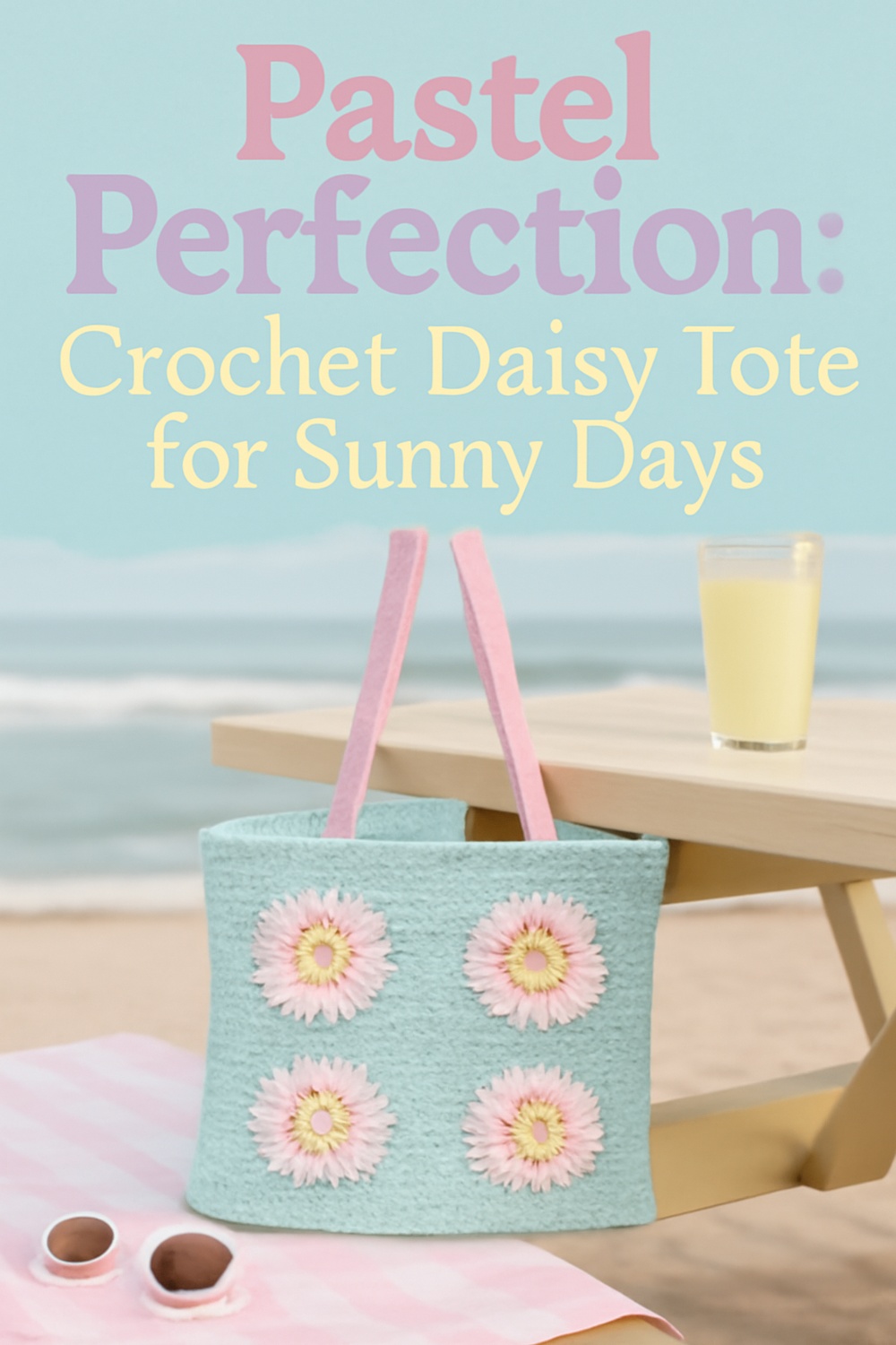 Pastel Colored Daisy Mesh Tote for Summer