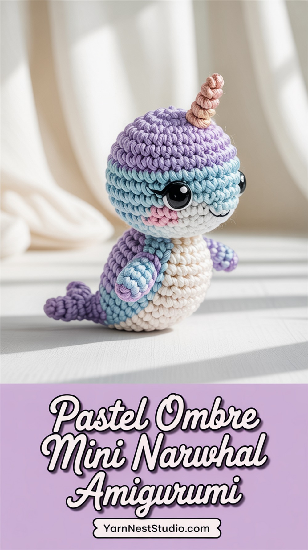 Pastel Ombre Mini Narwhal Amigurumi