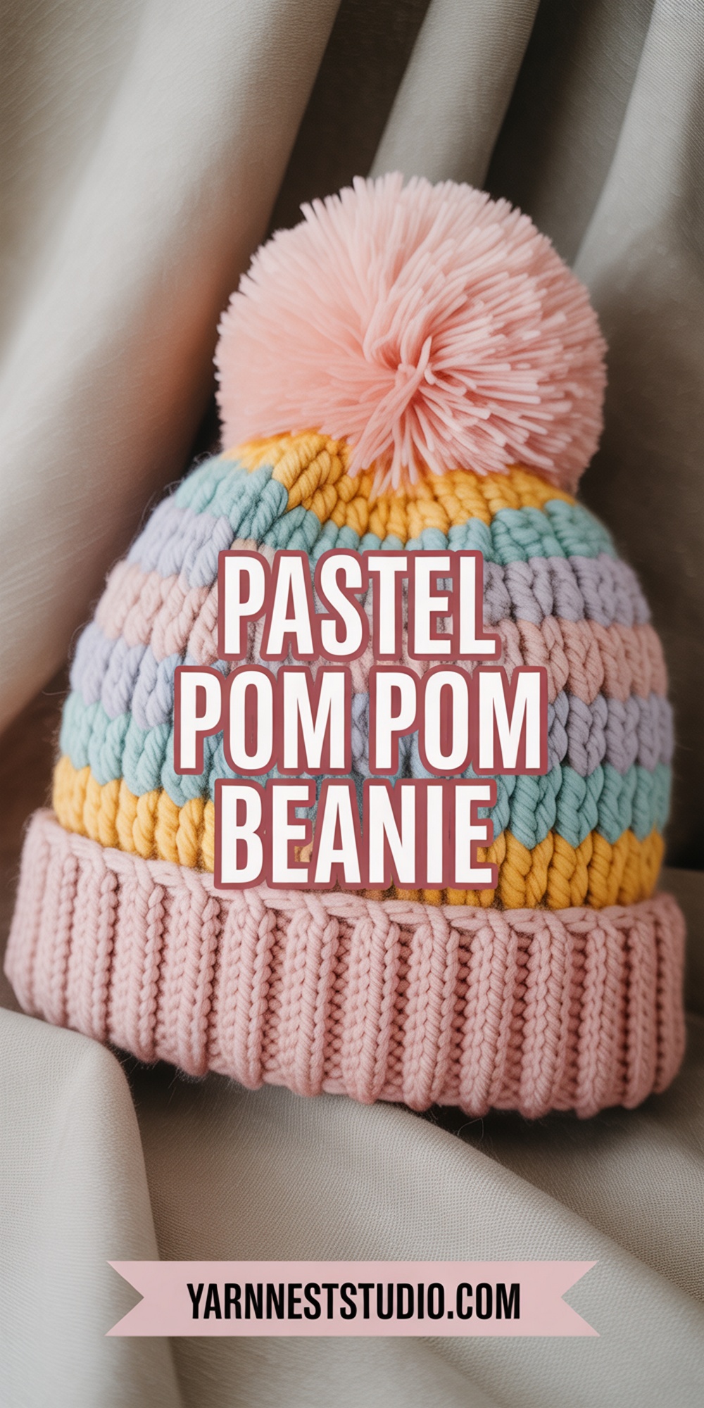 Pastel Pom Pom Beanie