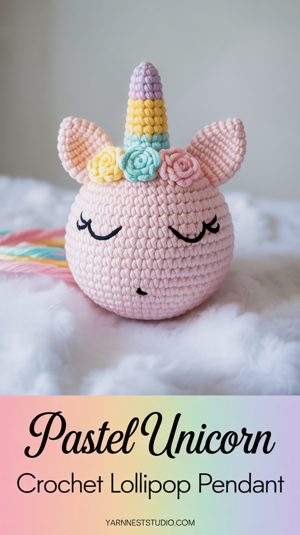 Pastel Unicorn Crochet Lollipop Pendant