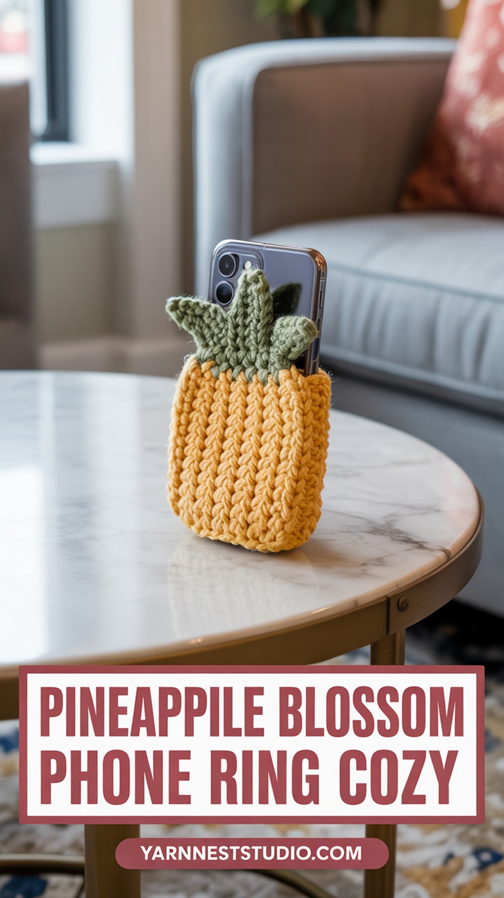 Pineapple Blossom Phone Ring Cozy