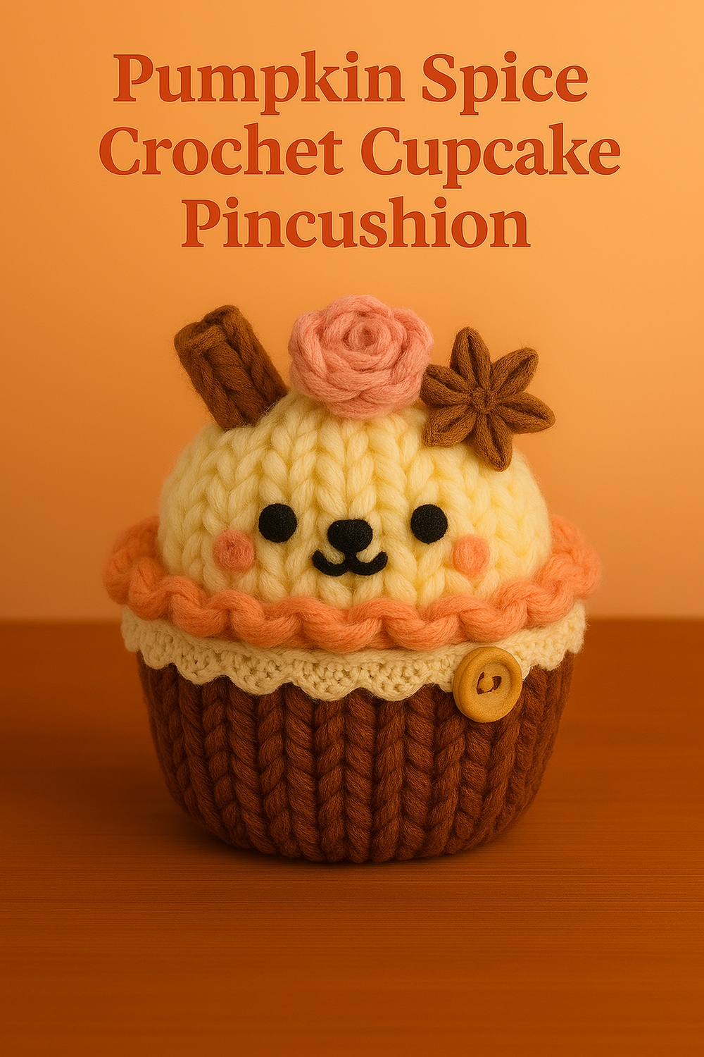 Pumpkin Spice Crochet Cupcake Pincushion