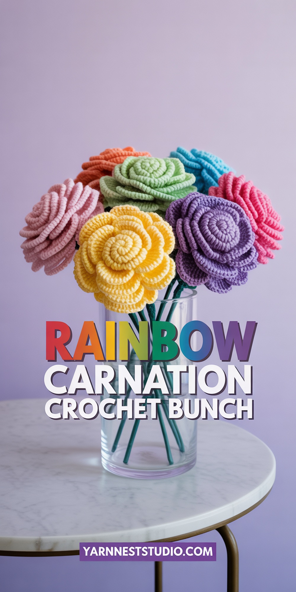 Rainbow Carnation Crochet Bunch