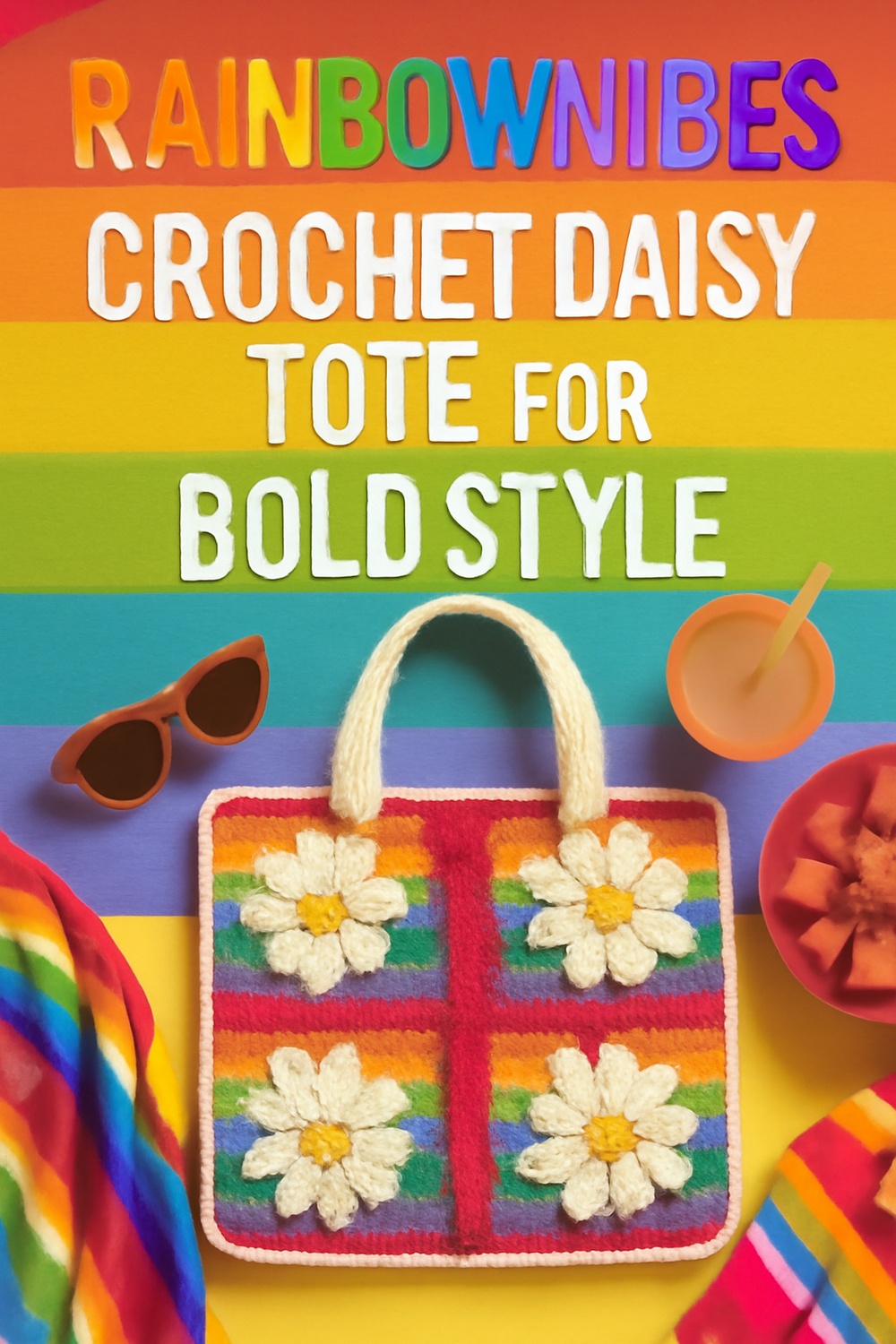 Rainbow Crochet Daisy Tote for a Fun Pop of Color