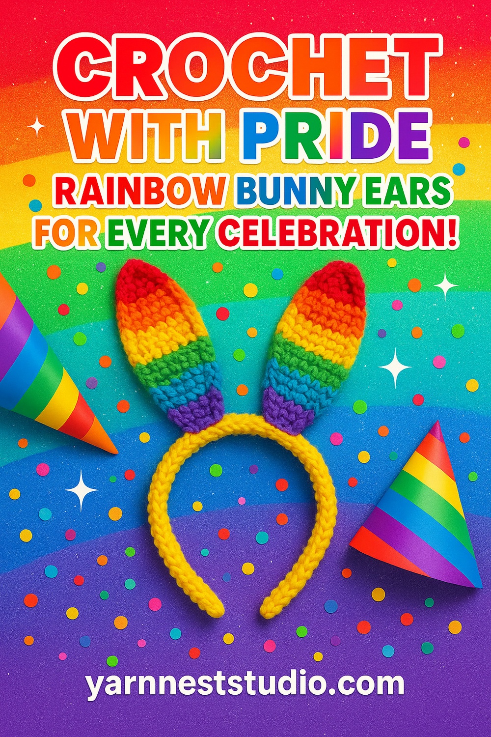 Rainbow Striped Bunny Ears for Pride and Parties