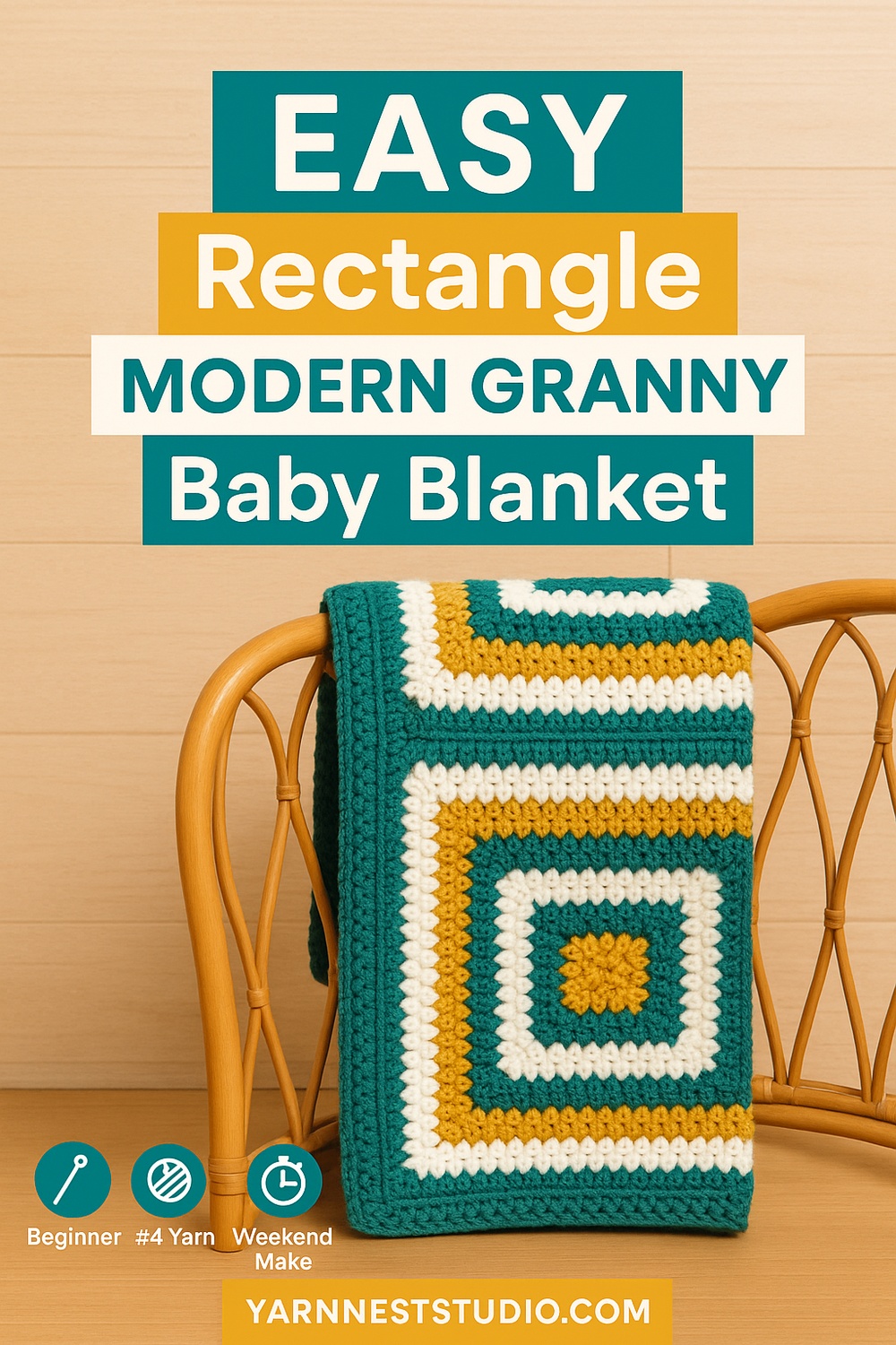 Rectangle Modern Granny Baby Blanket