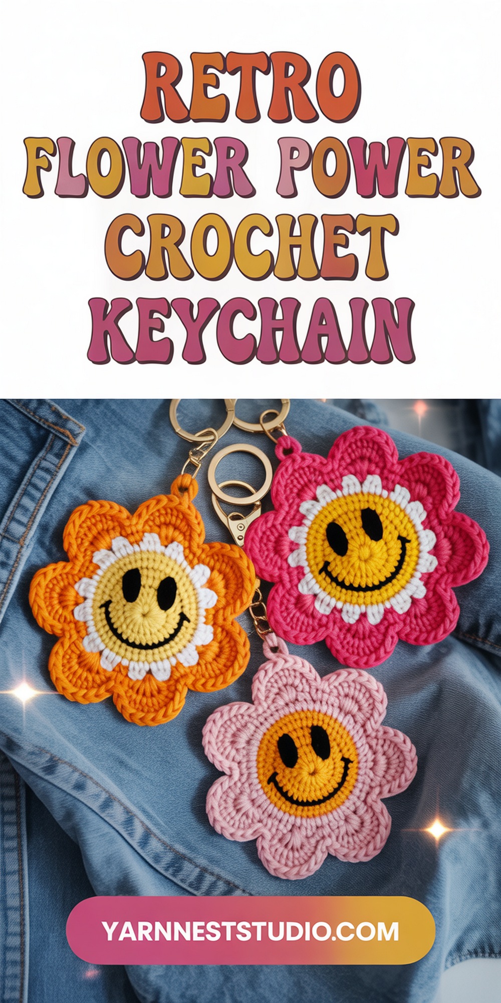 Retro Flower Power Keychain